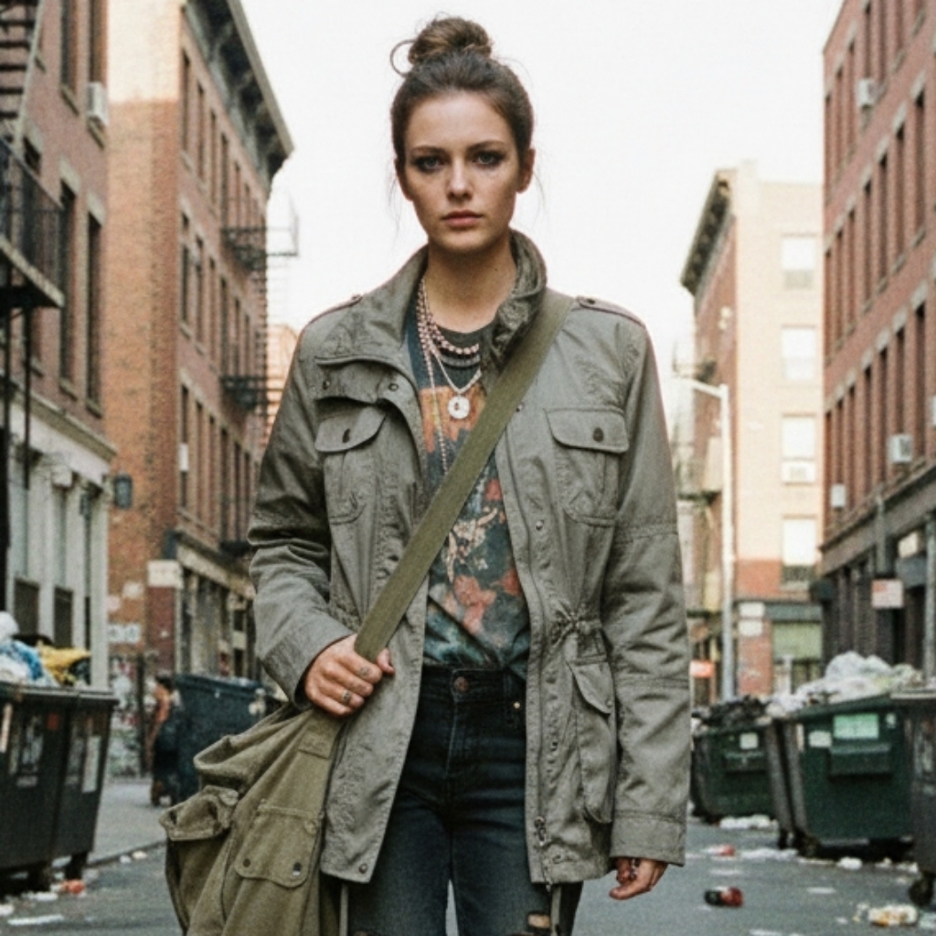 St. John's Bay Contemporary Gorpcore Utility Cargo Streetwear Light Jacket Green